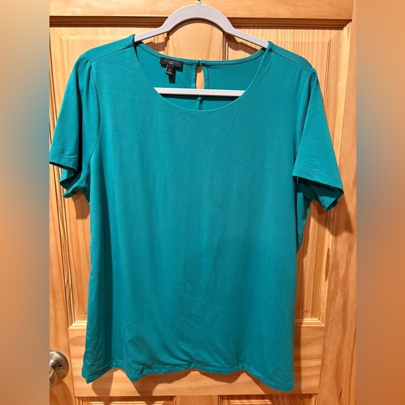Talbots Teal back key hole button closure Women's Top 1X - Picture 1 of 9